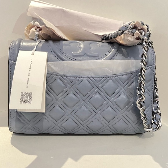 Tory Burch Fleming Convertible Shoulder Bag Cloud Blue Brand New With Tags BNWT - Picture 2 of 11
